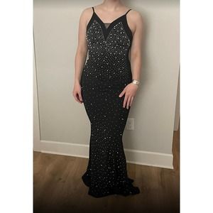 Rinestome and Pearl long formal dress for holiday new year birthday dress